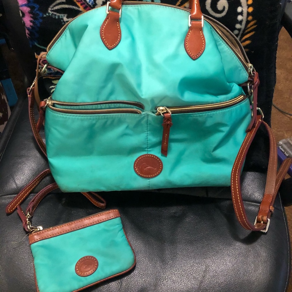 Authentic Sea green Dooney and Bourke tote set